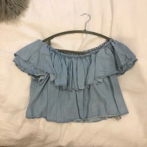 Chambray off the shoulder crop top